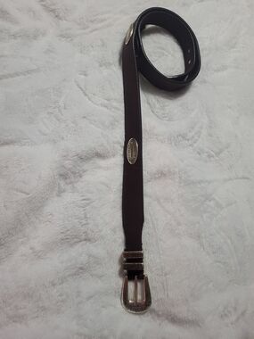 Western Brown Leather Western-Inspired Belt with Engraved Silver Accents